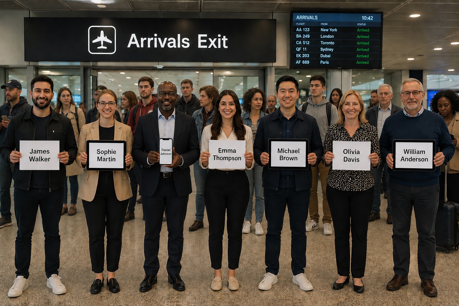 The name-sign scramble at arrivals